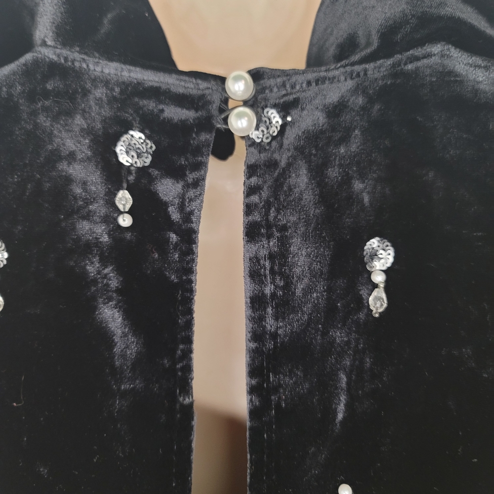 Anthropologie Maeve Black Mini Dress with Silver Accents Gala Formal Date night - Picture 8 of 10